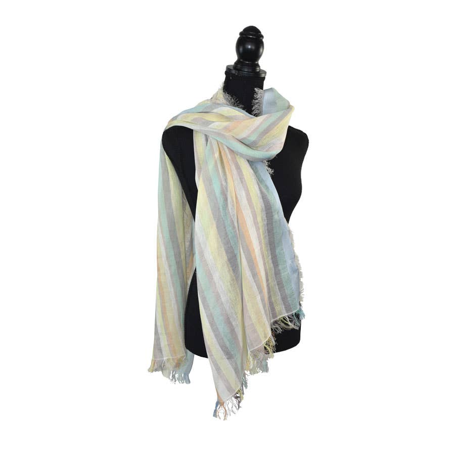 Imani Narrow Striped Linen Scarf