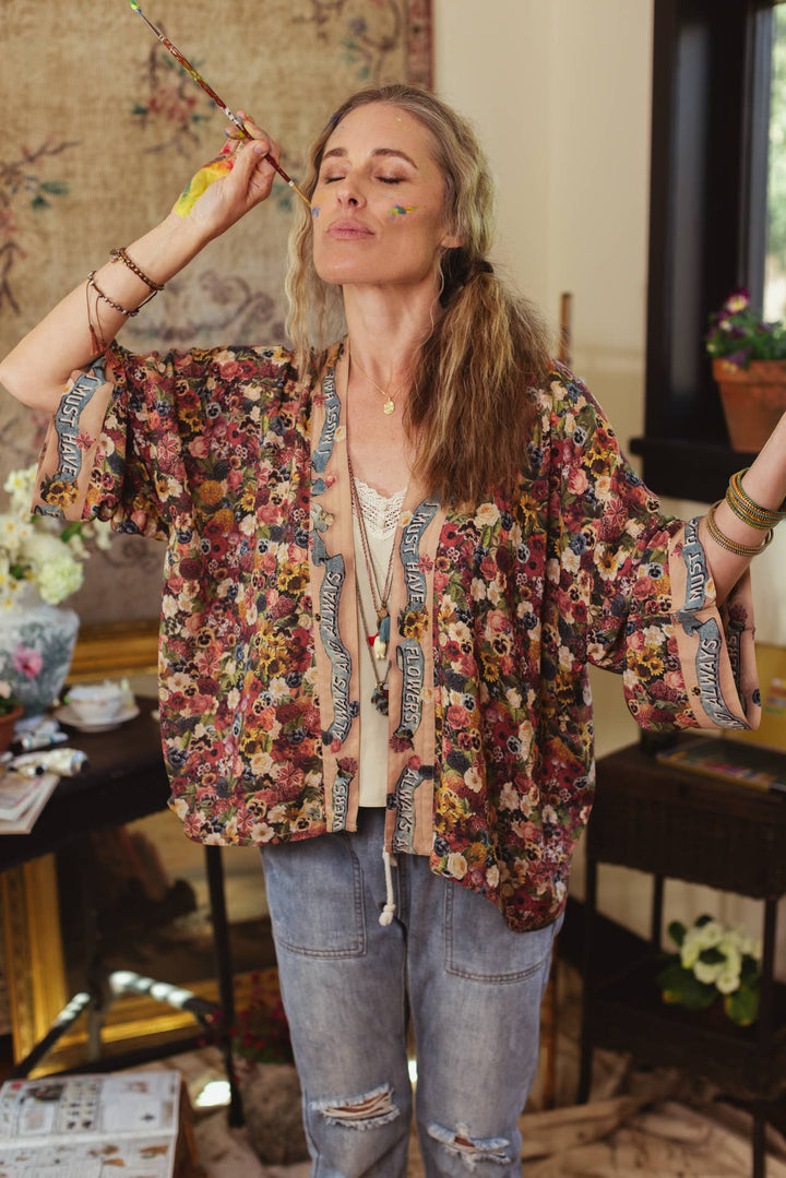 Art of Life Pixie Duster Cropped Kimono w/Palette, Flowers