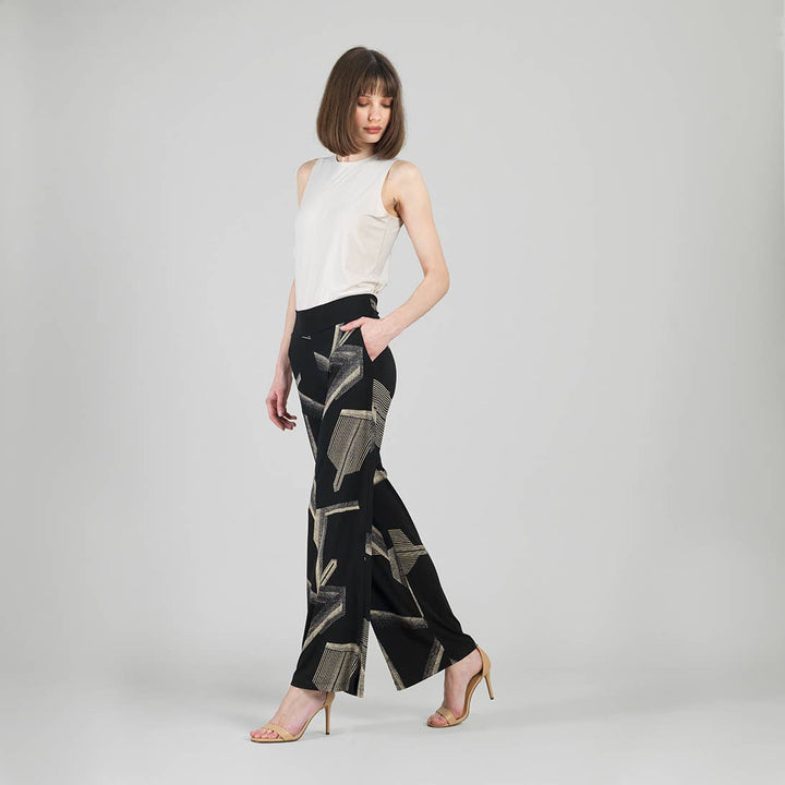 Linear Geo Print Soft Knit Pull-On Pant W/ Pockets