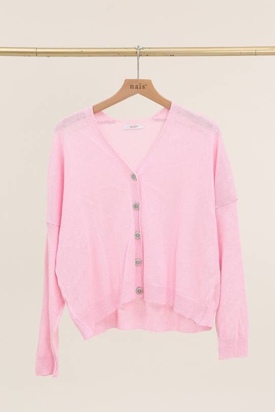V-neck Buttoned Cardigan in 100% Cotton