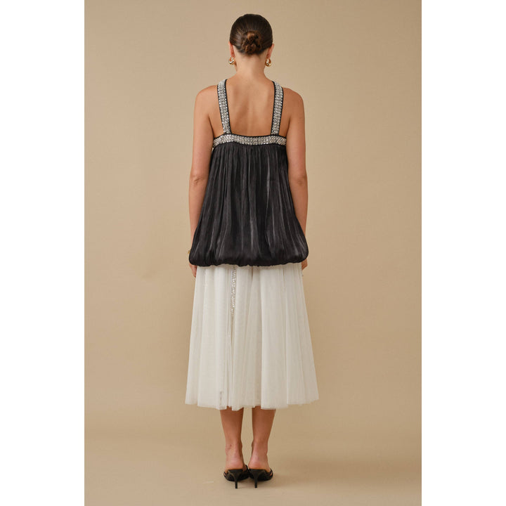 Ethereal Glamour Sequin Panelled Tulle Midi Skirt