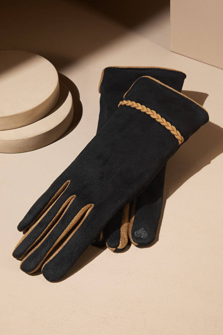 Suede Smart Touch Gloves with Braided Band