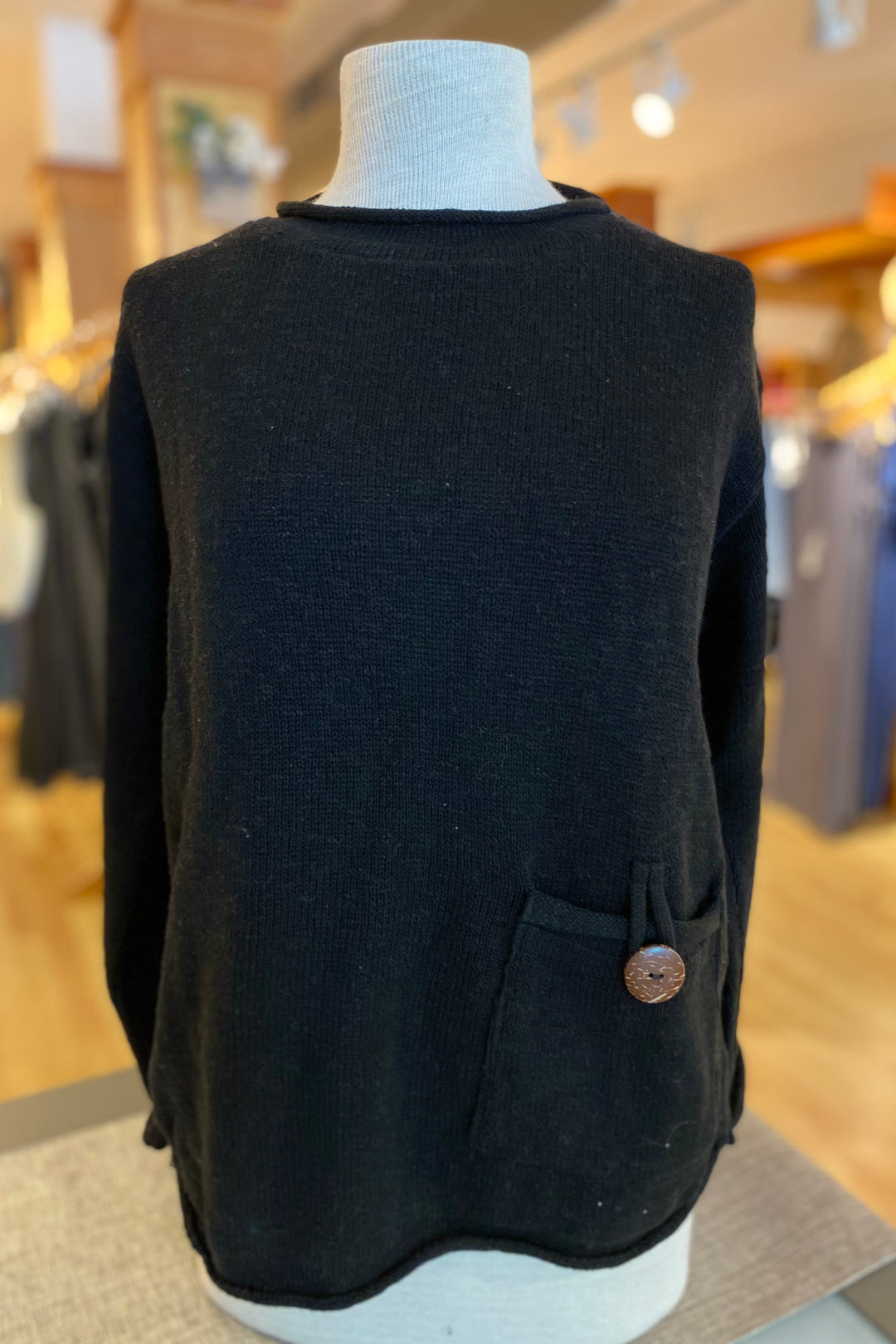 The Ultimate Cotton Sweater - Crop Pocket Roll Neck