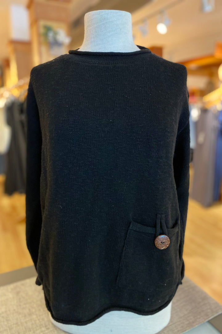 The Ultimate Cotton Sweater - Crop Pocket Roll Neck