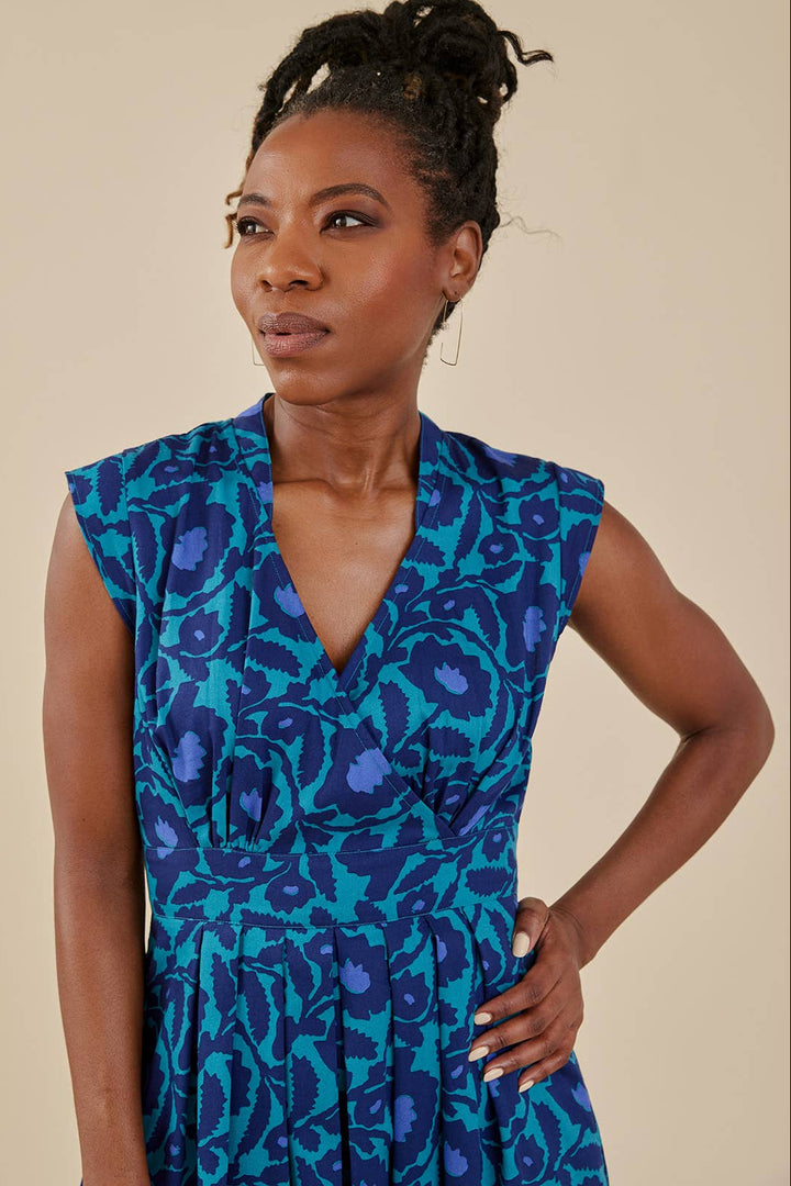 Lucille Dress Deep Teal Floral