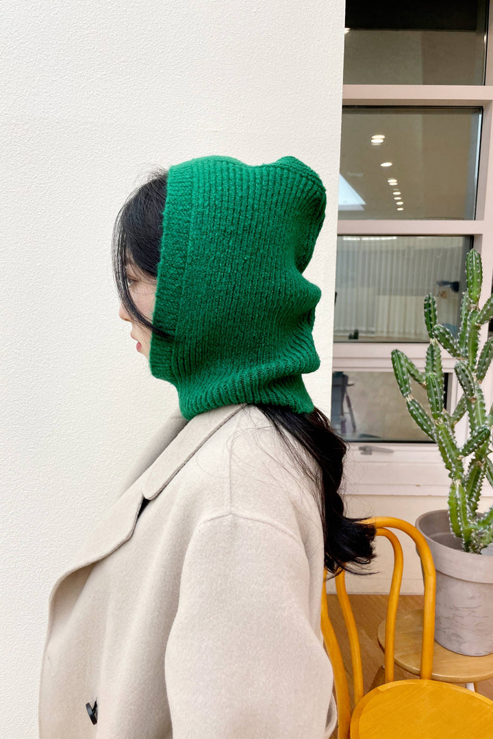 Sweater Knit Alpaca Hooded Winter Balaclava Hat