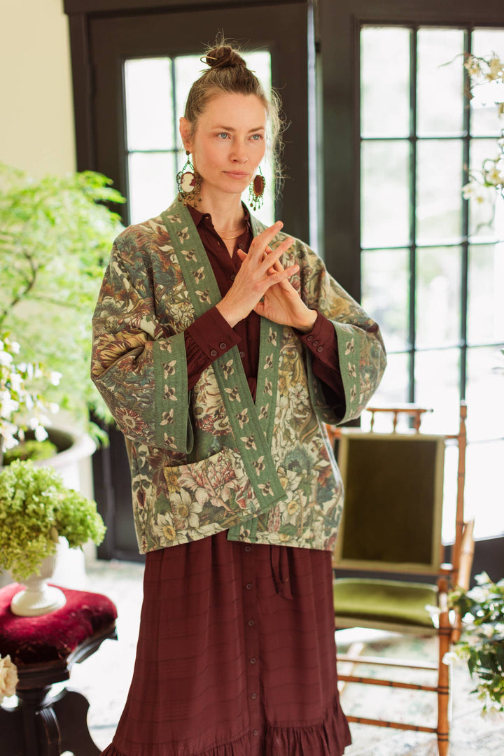 Love Grows Wild Fleece Cottage Cardigan Kimono Jacket