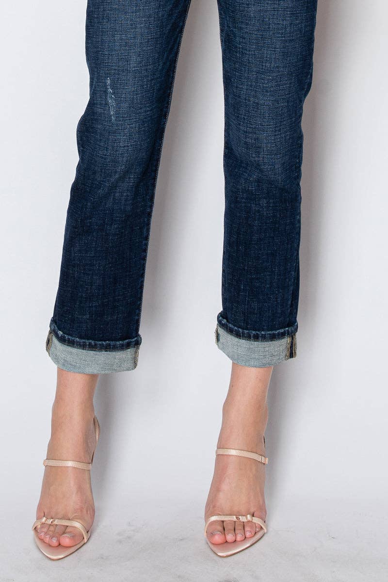 Tummy Control High Rise Stretch Straight With Cuff Jean