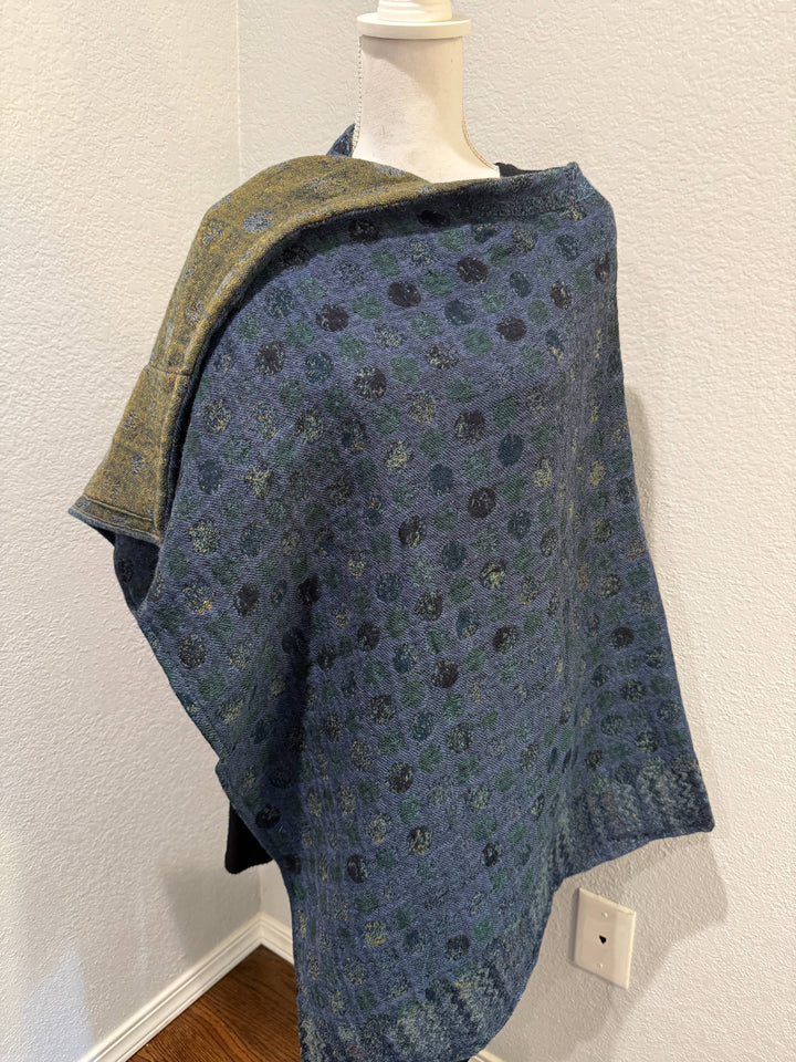 Poncho Cape~Teal Dots