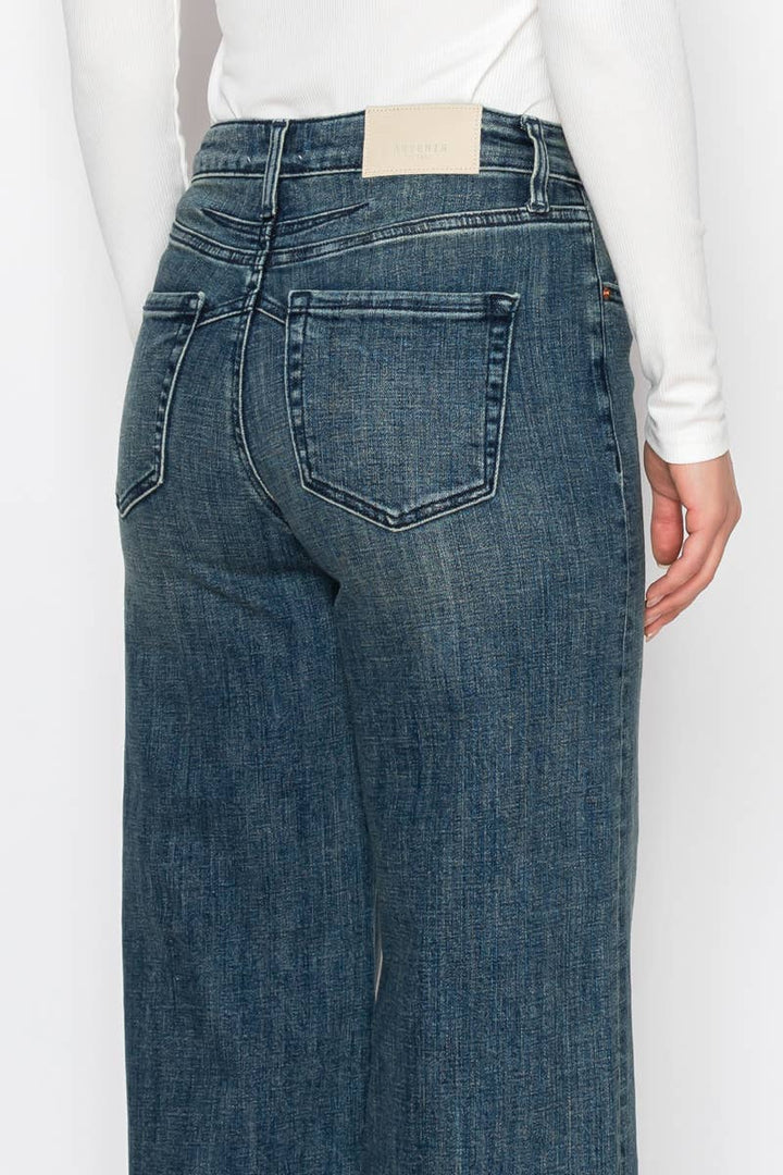 Tummy Control High Rise Cuffed Wide Leg Jean