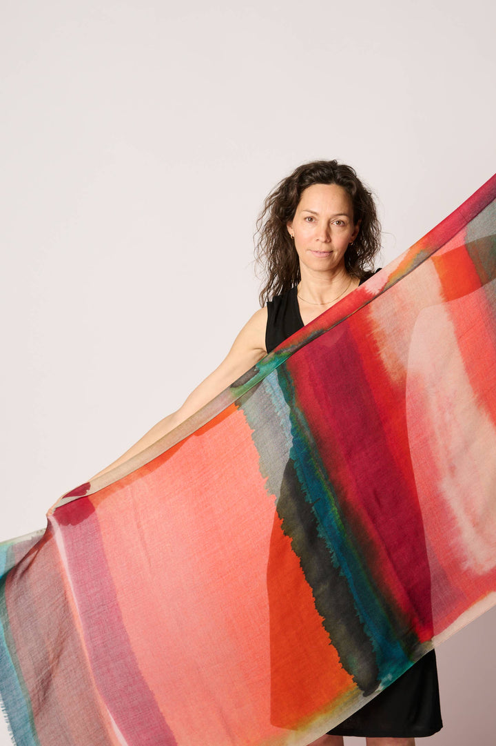 Rothko Style Travel Wrap/Scarf in Silk/Wool Blend