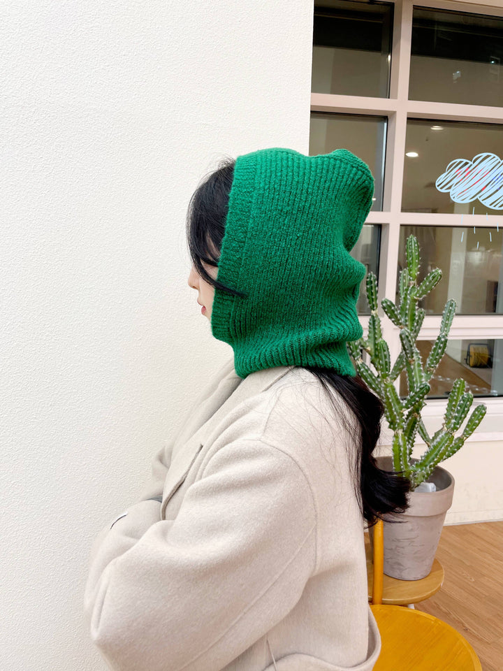 Sweater Knit Alpaca Hooded Winter Balaclava Hat