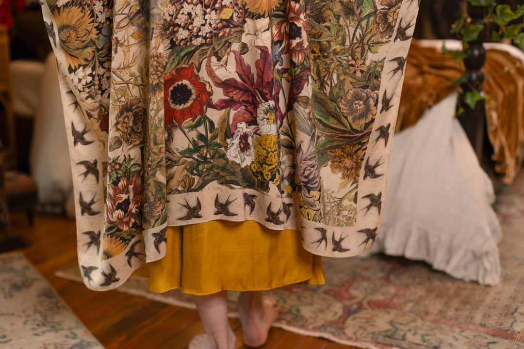 Golden Hour Goddess Duster Kimono w/ Floral Print
