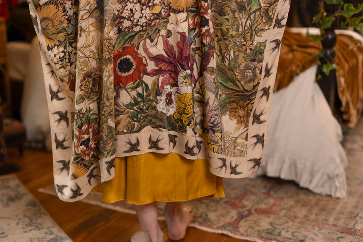 Golden Hour Goddess Duster Kimono w/ Floral Print