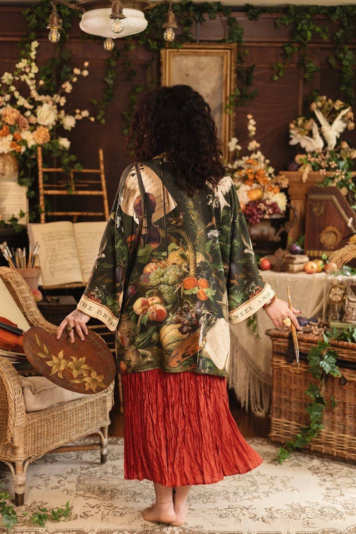 Labour of Love Matineé (mid) Duster w/ florals & violin