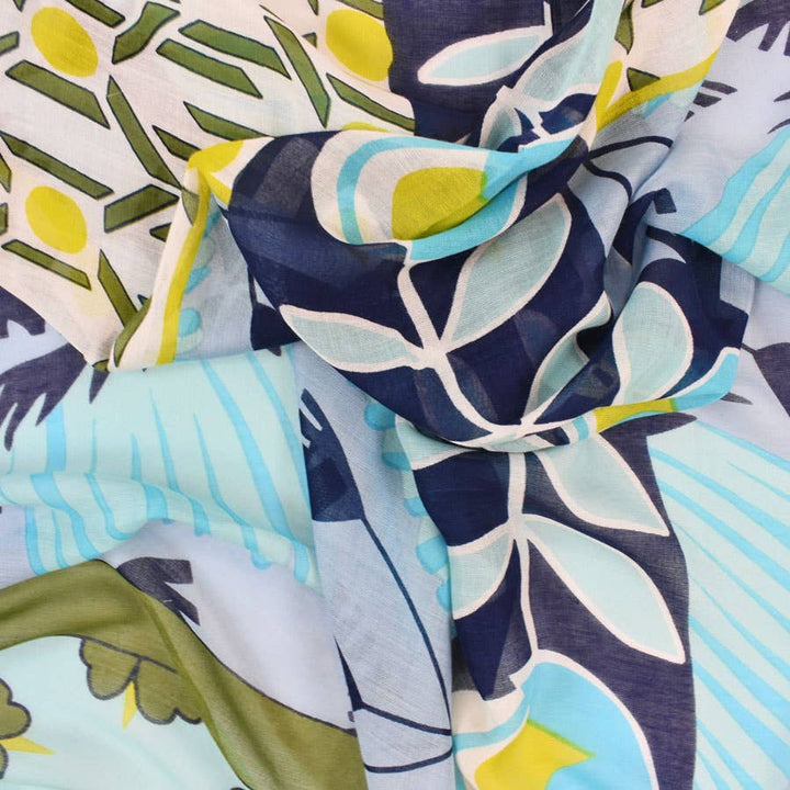 Hipster Retro Mixed Motif Scarf: Navy