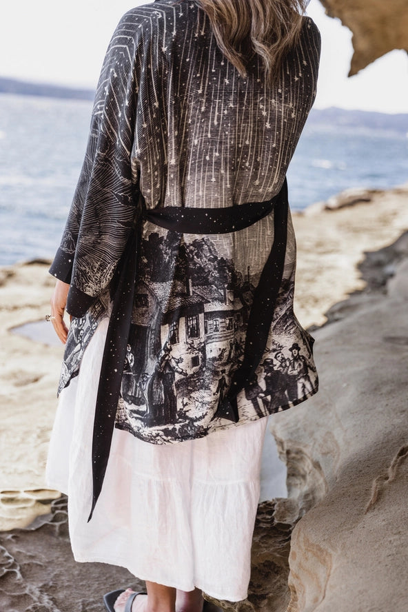 The Stargazer Matineé Duster (mid-length) w/ Celestial Print