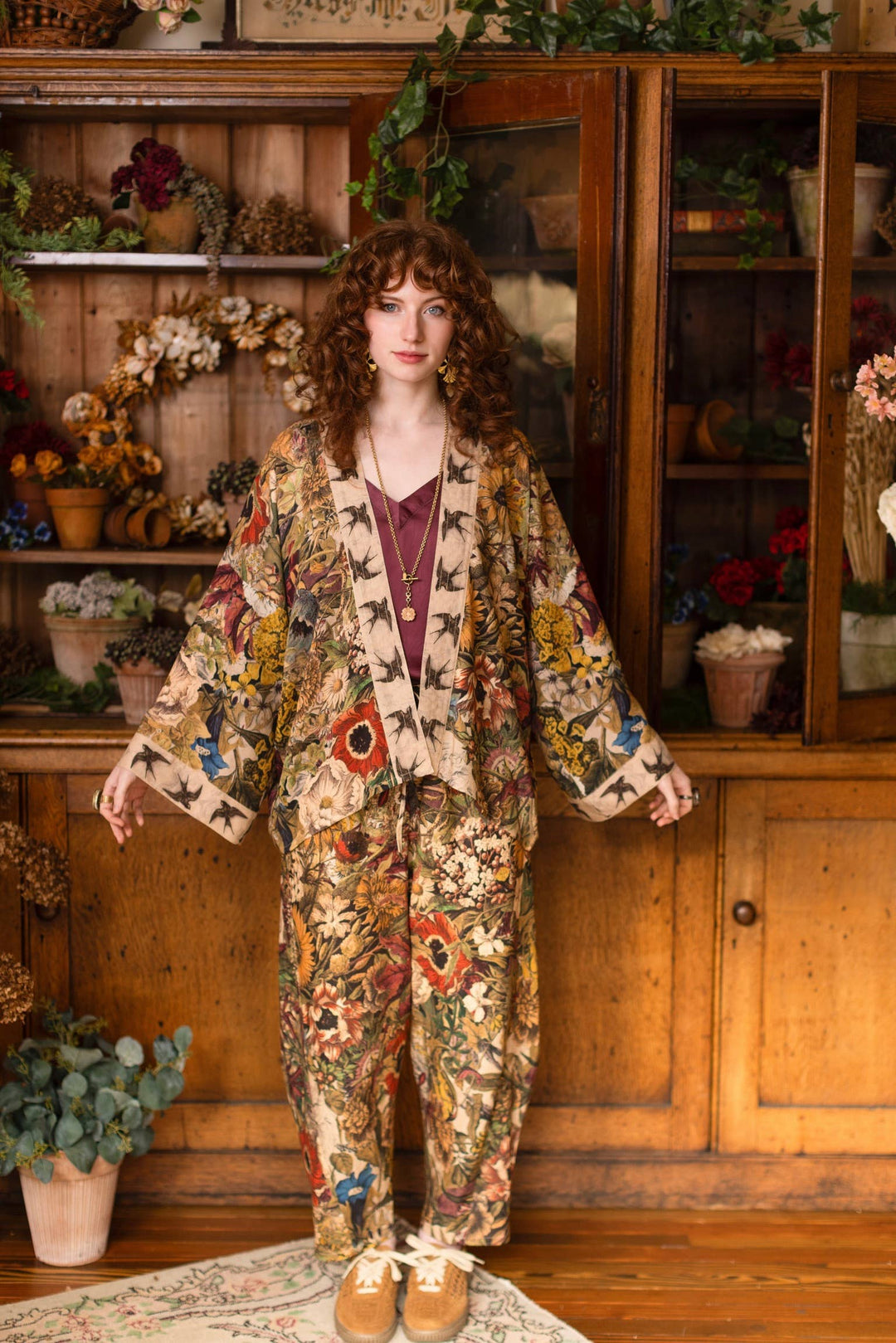 Golden Hour Pixie Duster Crop Kimono w/ Floral Print