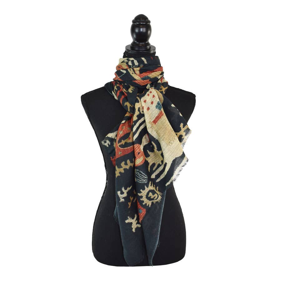 Baylor Decorative Horse Motif Scarf
