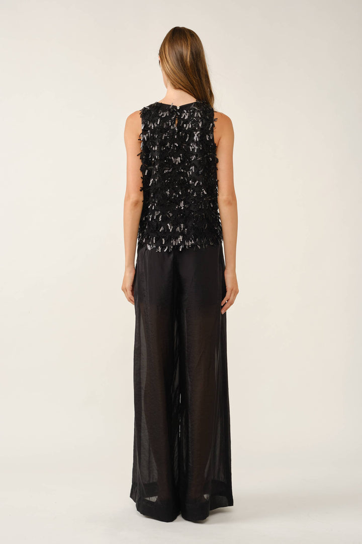 Fringed Sequin Sleeveless Top