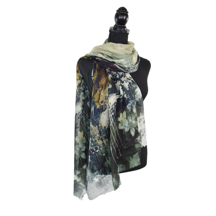 Nahla Floral/Bird Artful Fine Wool Scarf