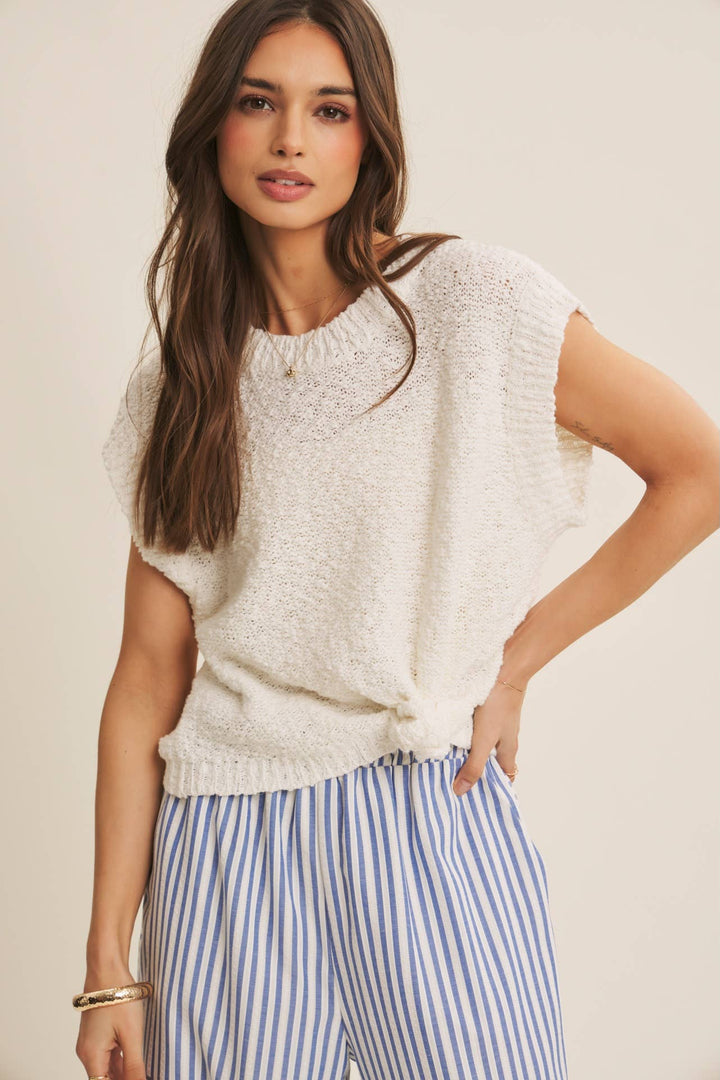 Breathable Comfort Loose Fit Textured Cotton Sweater Top