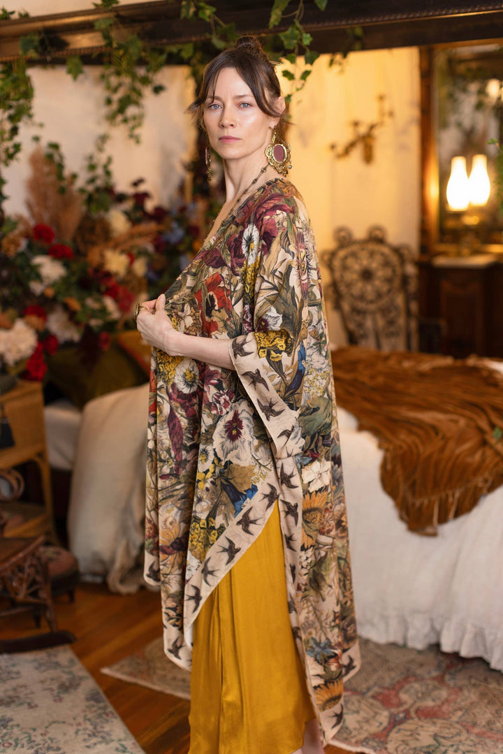 Golden Hour Goddess Duster Kimono w/ Floral Print