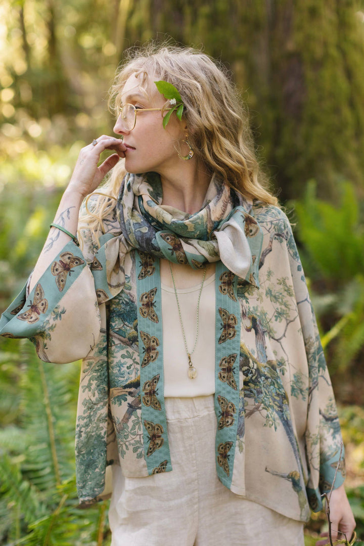 Earth and Sky Pixie Duster Bamboo Kimono w/ Trees, Cropped