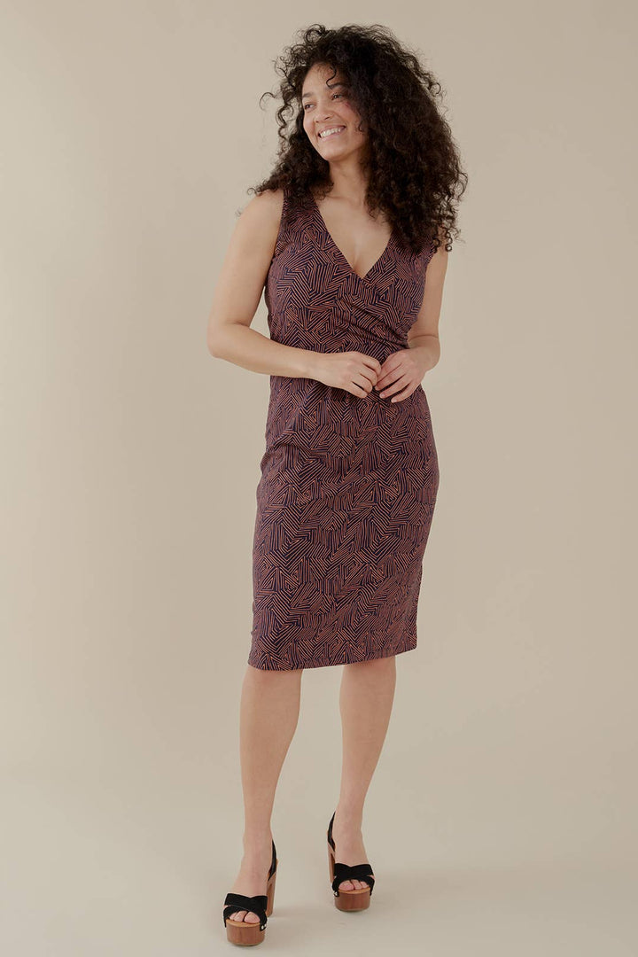 Danica Wrap Dress Tree Rings Blue