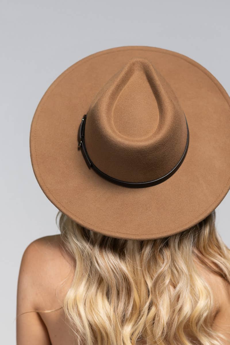 Wool Leather Trim Panama Hat