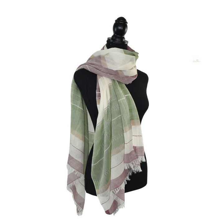 Zoli Stitched Detail Striped Scarf