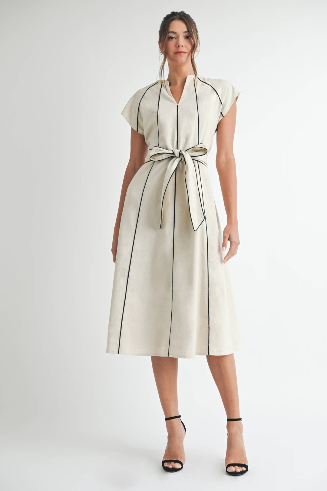 linen stripe midi dress Capri Bay Linen-Blend Stripe Midi Dress S / Light Blue