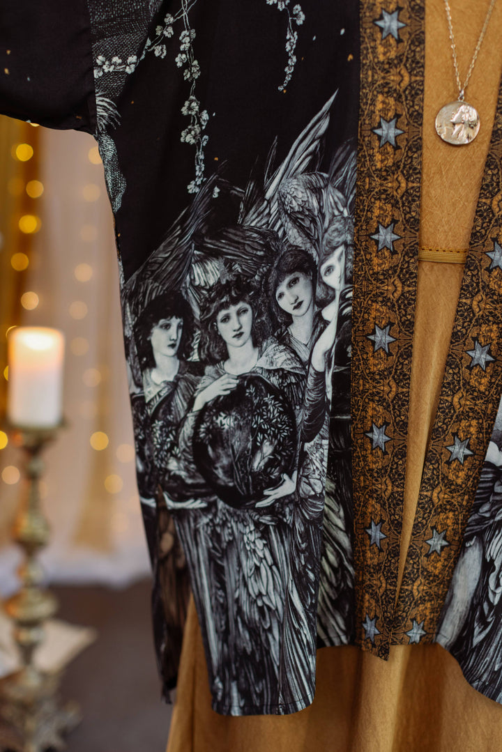 The Guardians Matineé (mid-length) duster w/ angels & moon