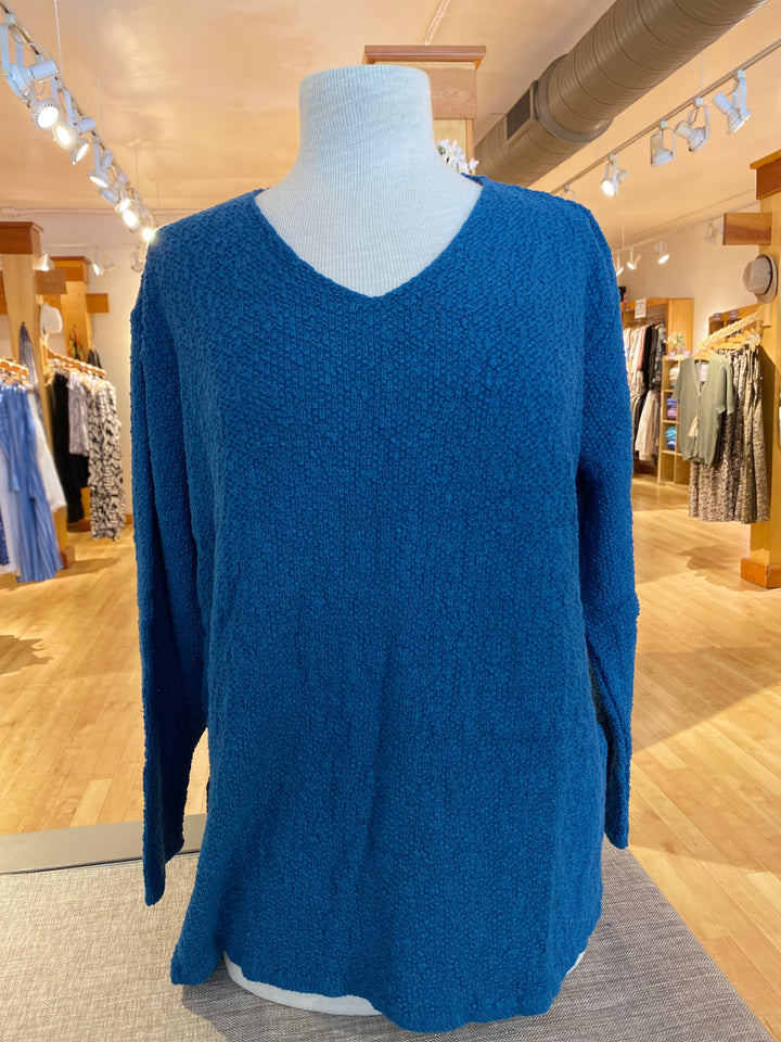 The Ultimate Cotton Sweater - Seed Stitch V Neck