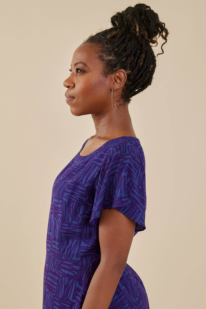 Finley Flutter Sleeve Dress Twilight Scribble Modal