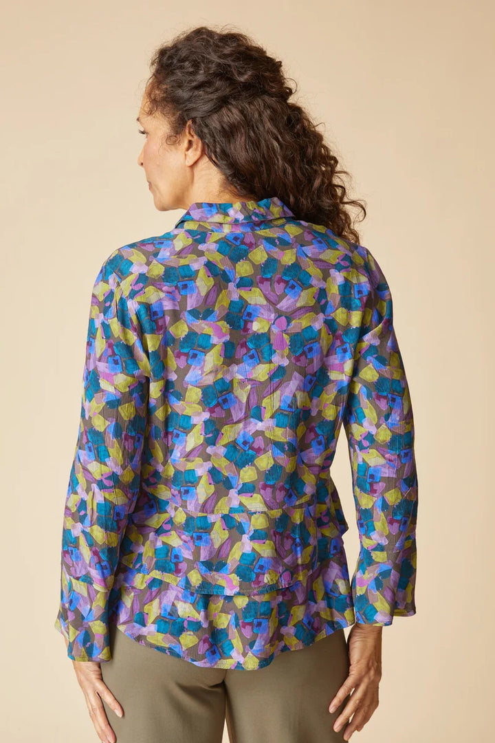 Rayon Crepe Painted Stones Flounce Shirt