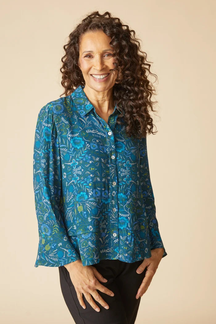 Rayon Crepe Garden Flounce Shirt