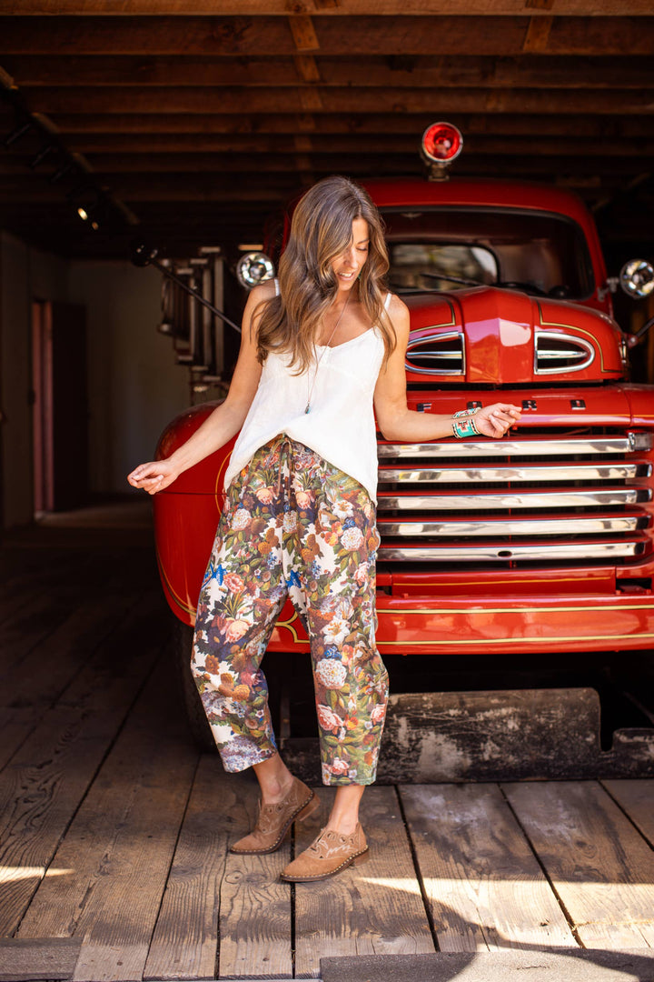 Love Language Boho Linen Floral Cropped Artist Pants