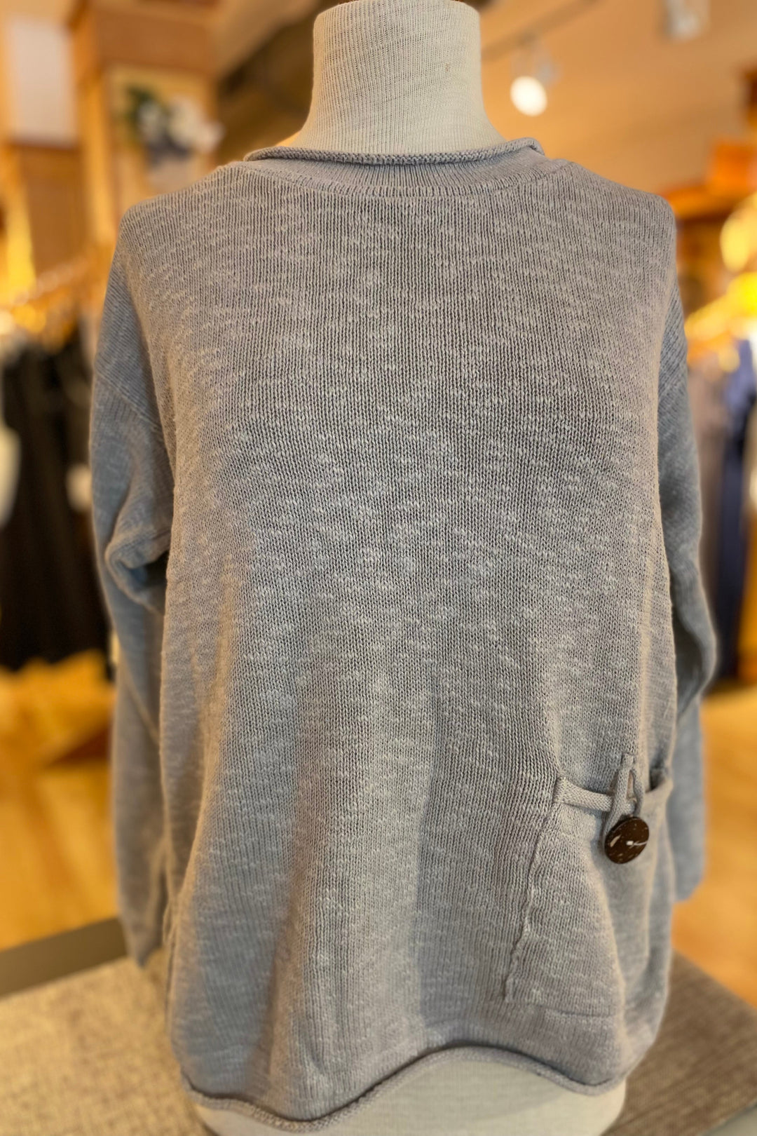 The Ultimate Cotton Sweater - Crop Pocket Roll Neck