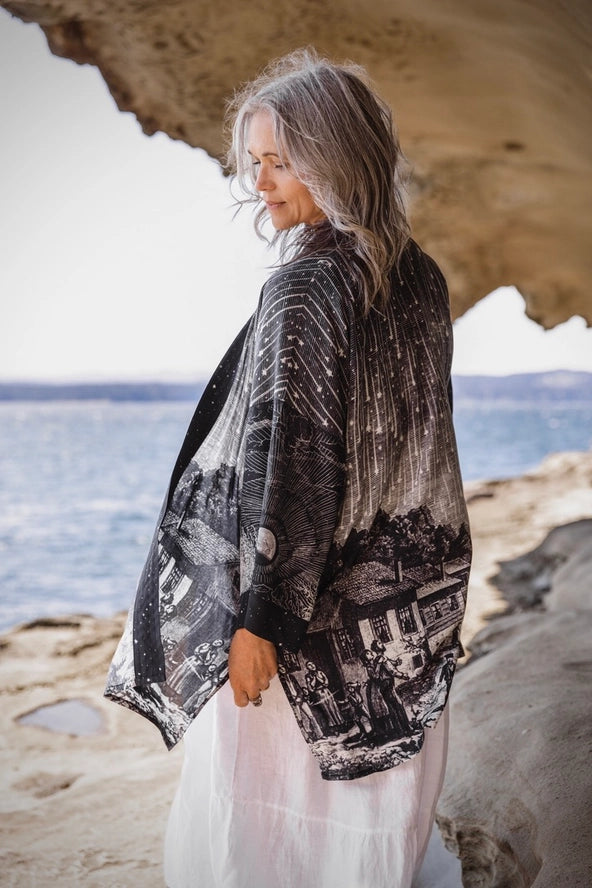 The Stargazer Matineé Duster (mid-length) w/ Celestial Print
