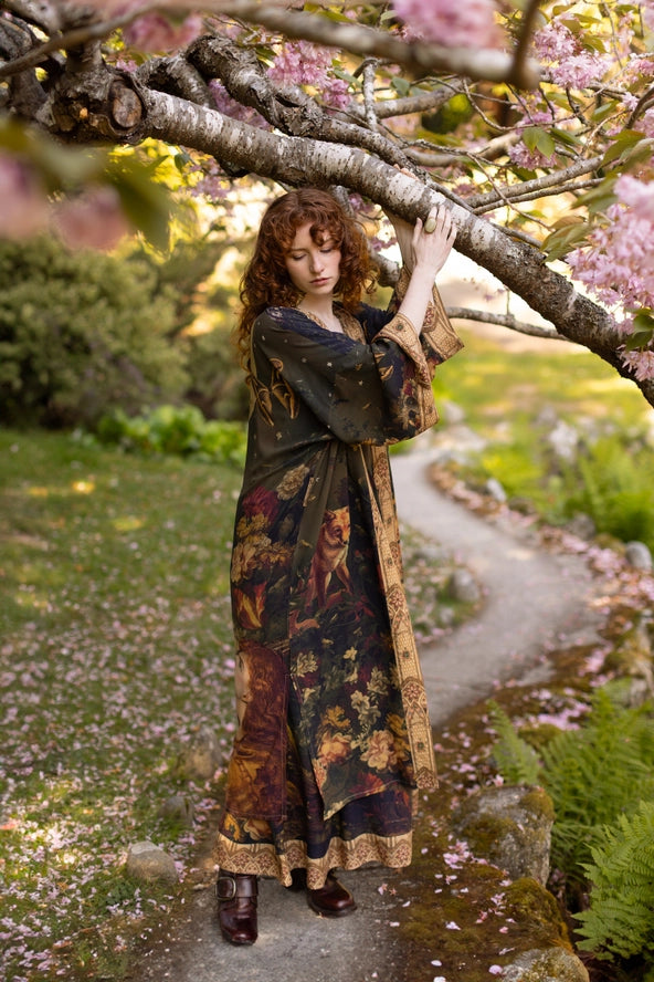 The Messenger Opera Duster Robe w/ Joan of Arc & Florals