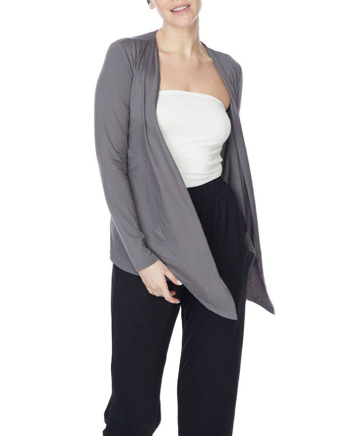 Bamboo Front Tie Open Cardigan