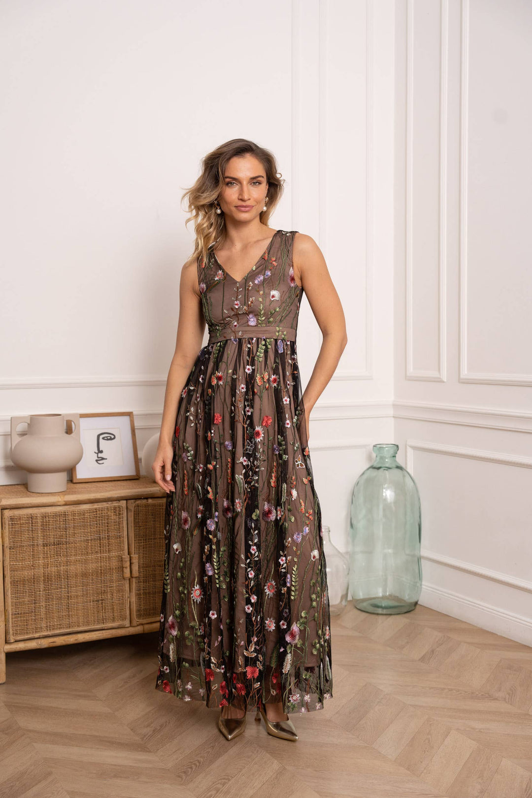 Romantic Floral Tulle Long Dress