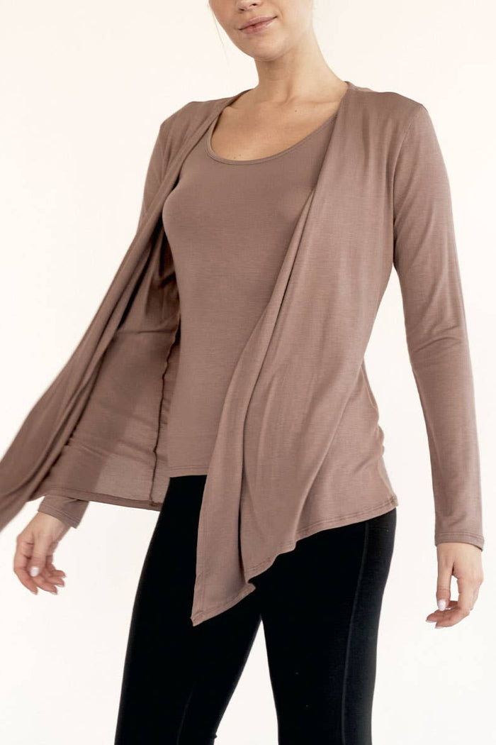 Bamboo Front Tie Open Cardigan