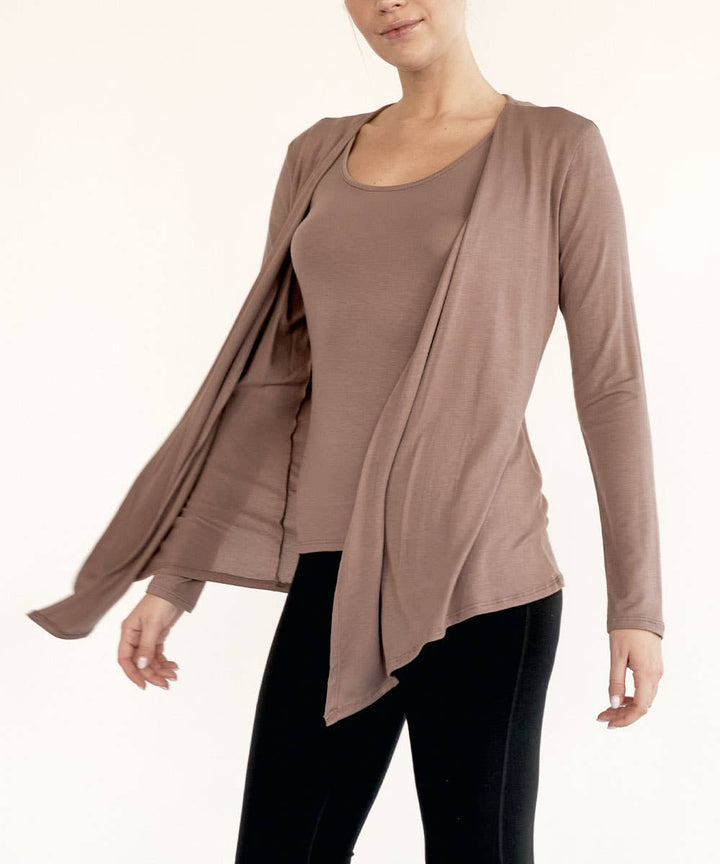 Bamboo Front Tie Open Cardigan