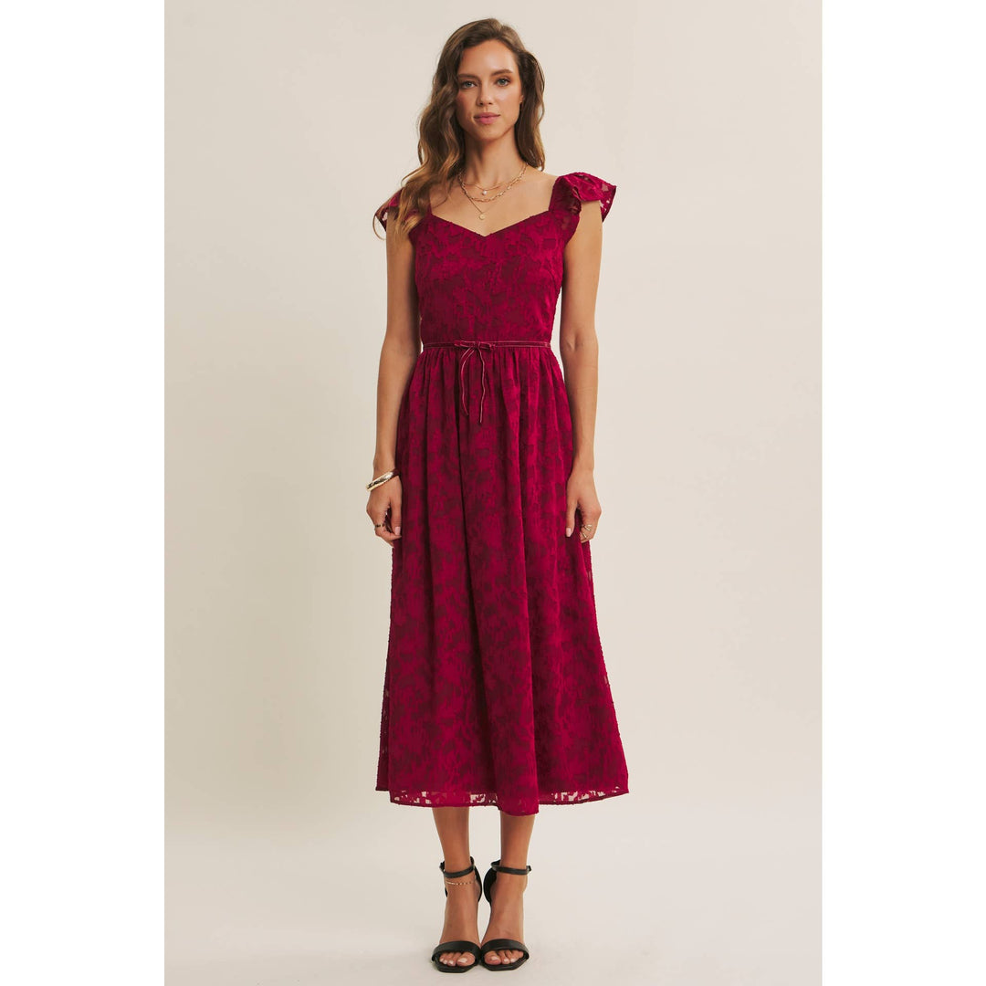 Rich in Texture Velvet Waist Jacquard Midi Dress