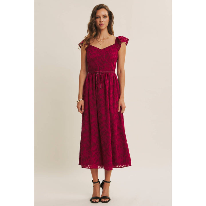 Rich in Texture Velvet Waist Jacquard Midi Dress