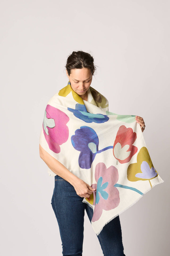 Cashmere Blend 'Flora' Art Scarf