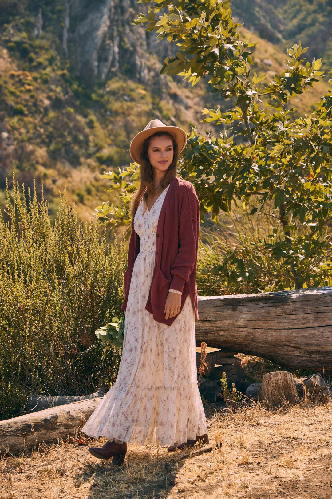 Slouchy Charm Button-Down Cardigan With Contrast Weave