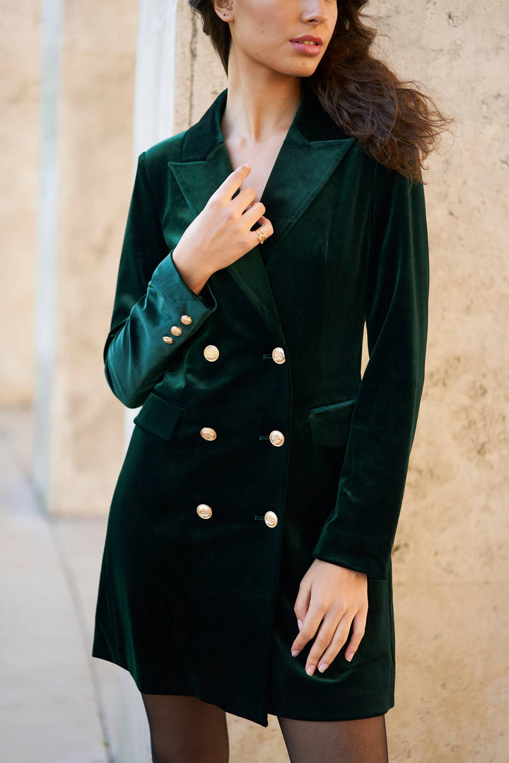 Velvet Dress Jacket with Gold Buttons